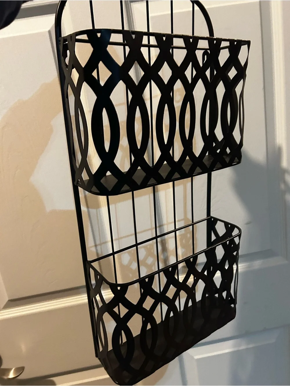 Black Decorative Hanging Wall Organizer - Double Basket excellent condition